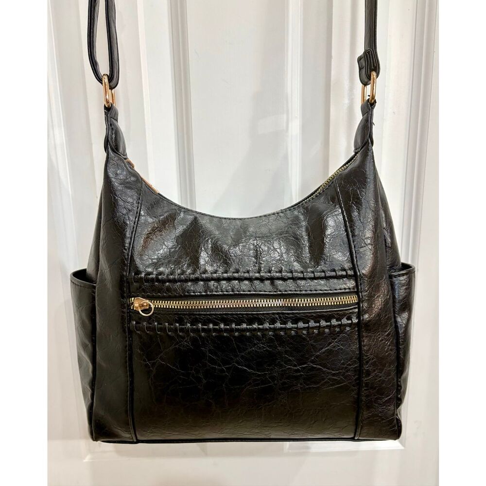MKF COLLECTION - "Marseille" Vegan Leather Convertible Crossbody in Black